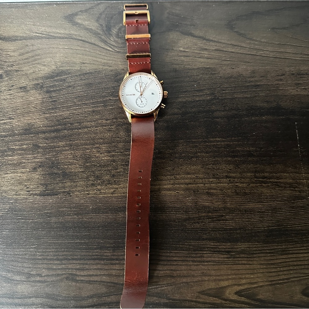 MVMT Brown Leather Watch with Classic Round Face